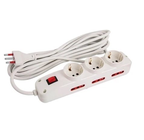Alargue Conatel 5m 3xSchuko 6x3L 2500W Blanco