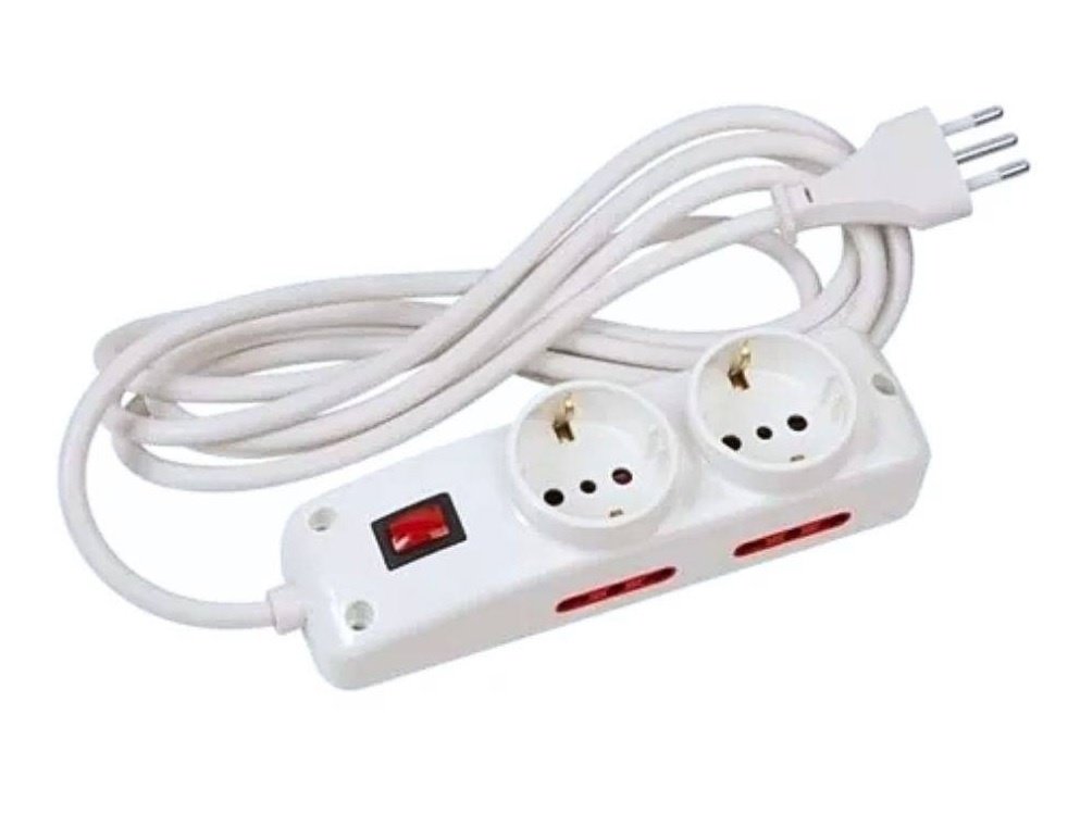 Alargue Conatel 5m 2xSchuko 4x3L 2500W Blanco