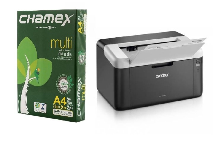 Combo Impresora Brother HL-1212W Láser Monocromática Wi-Fi + Resma A4