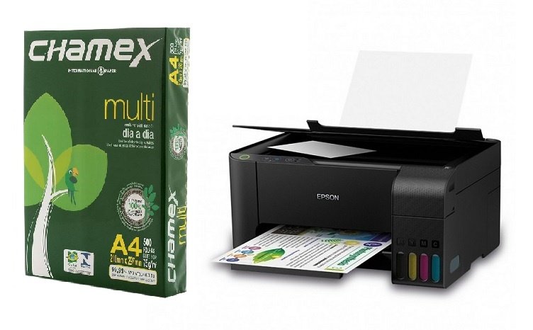 Impresora Multifunción Epson L3210 + Resma Papel Chamex A4 75g