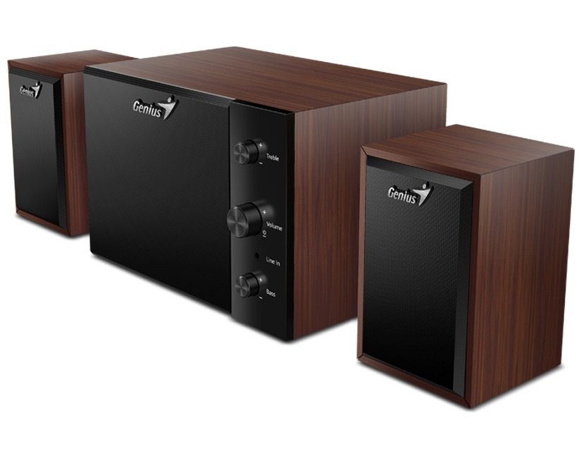 Parlante Genius SW-2.1 350 15W RMS Madera