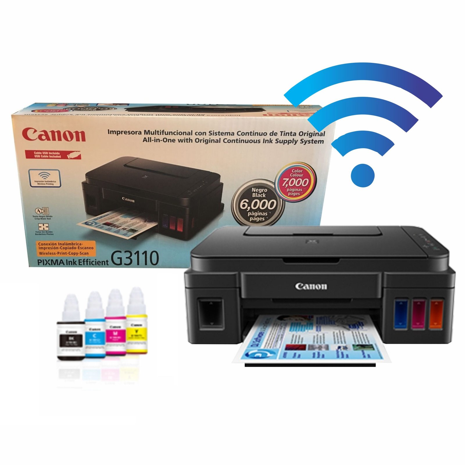 Impresora Multifunción Canon Pixma G3110 WiFi 4800 dpi Tinta Continua