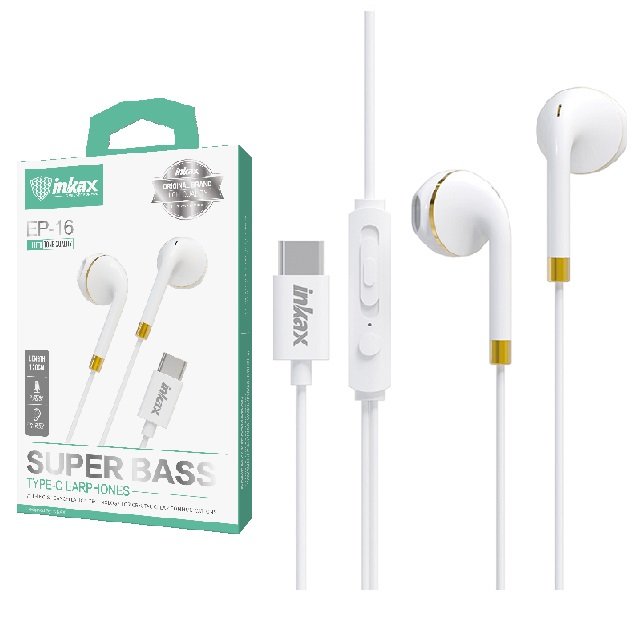 Auriculares Inkax USB tipo-C blancos