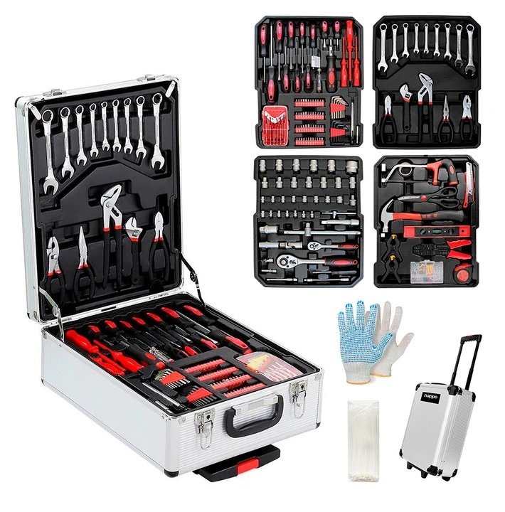 Caja de Herramientas con 450 Accesorios y Carrito