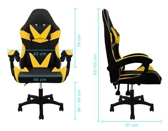 Silla Gamer Lumax ROM Negro/Amarillo Reclinable