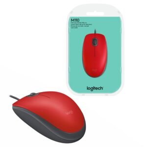 Mouse Logitech M110 Silent Óptico USB Rojo