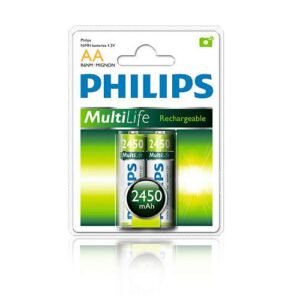 Pilas Recargables Philips AA 2450mAh Pack 2 unidades