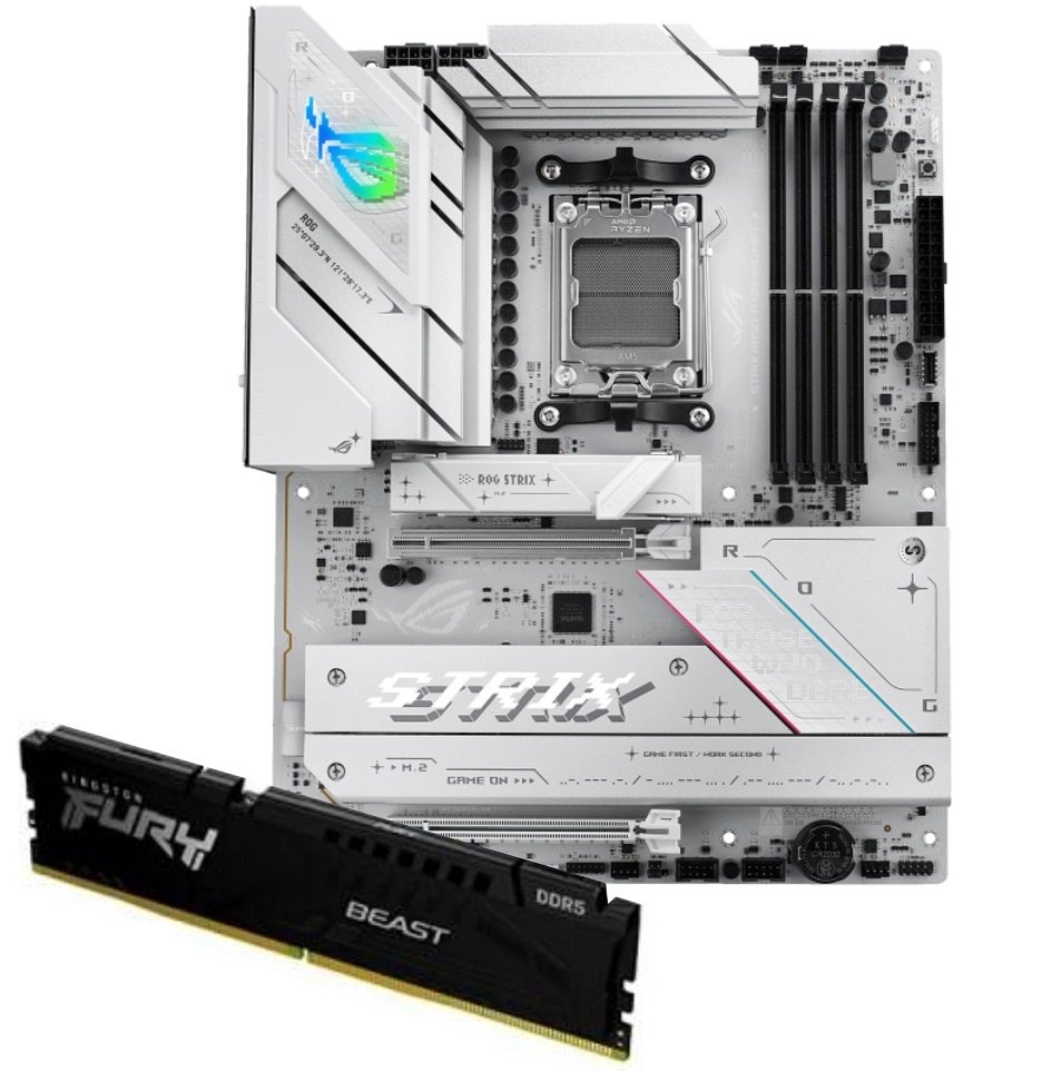 Motherboard Asus ROG Strix B850-A WiFi 7 AM5 + Memoria Kingston Fury Beast DDR5 16GB 5600MHz