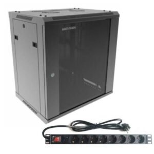 Combo Rack Hikvision 12U de Pared y PDU 8 Tomas Schuko