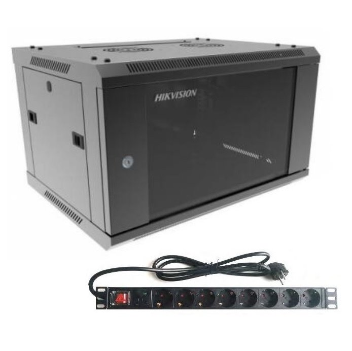 Rack Hikvision 6U de Pared con PDU de 8 Tomas