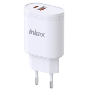 Cargador Inkax Y05-EU USB-A+C 20W Carga Rápida Blanco
