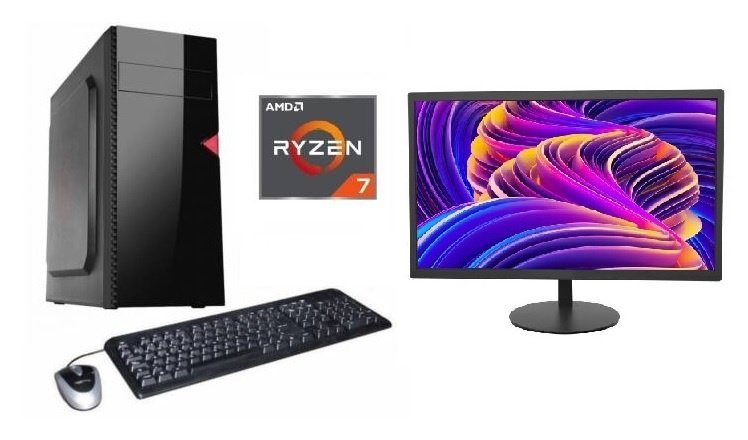 Combo PC AMD Ryzen 7 5700G 8GB RAM + Monitor Hikvision 18.5 HD HDMI