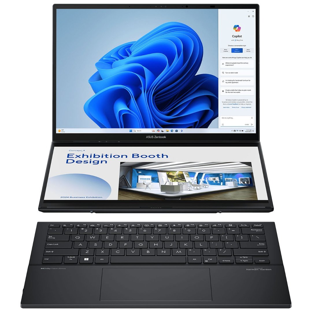 Notebook Asus Zenbook Duo Core Ultra 9 5.4Ghz, 32GB, 1TB SSD, DUAL 14'' 3K Oled Touch